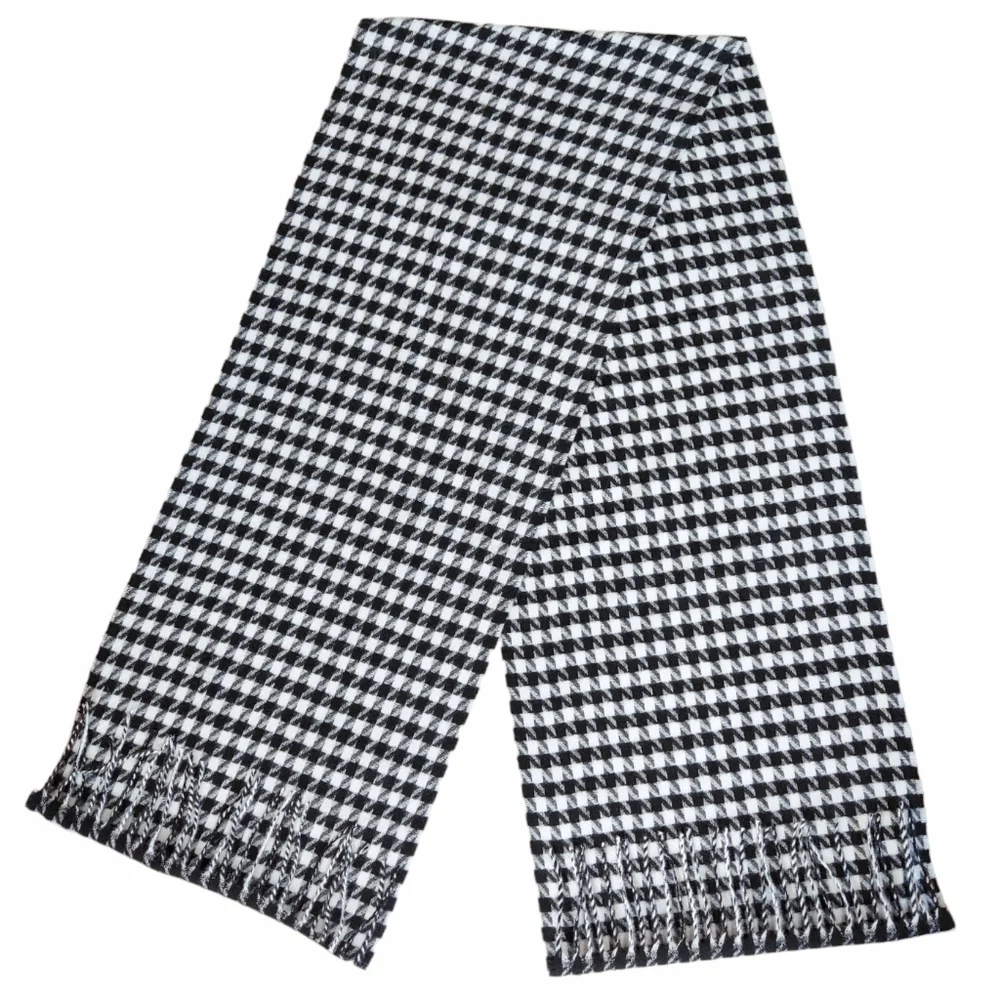 Cashmere Feel Scarf Black White Womens Unisex Neck Scarf Plaid Warm Soft